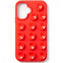Capa de Silicona com Ventosa para iPhone 16 - Vermelho