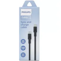 Cabo Philips DLC3001CB/70 USB-C A USB-C 1 Metro - Black  Cabo Philip...