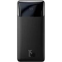 Carregador Portátil Baseus Bipow LCD 15 W 30.000 Mah 2 X USB-A + USB-C + Micro USB - Preto (PPBD050201)