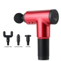 Massageador Eletrico Corporal Muscular Portatil Gun KH-320 (K0033) com 4 Acessórios / 6 Velocidades - Vermelho/Preto