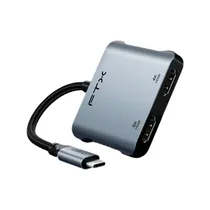 Hub FTX CT-CM2H8K-Ag - USB-C - USB/USB-C/2X HDMI - Cinza  Hub FTX CT-...