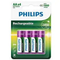 Pilha Recarregável AA Philips R6B4A245/97 de 2.450 Mah 1.2V - 4 Unidades  Pilha Recar...