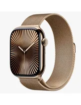 Relogio Apple Watch S10 46MM Gold Ti Starlight SB Milanese Loop M/L Cel MWYY3