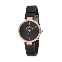 Relógio Analógico Feminino Daniel Klein Premium DK12190-6 - Preto e Rosa Ouro