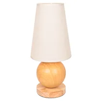 Abajur Decorativo Textura Trançada com Base de Madeira- Bege