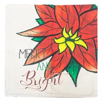 Capa de Travesseiro Natalina 43X43CM com Design de Flor de Natal