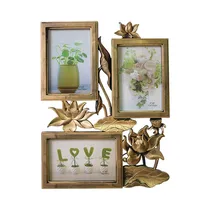 Portarretrato Triple Life Home PT-326541 Dorado