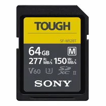 Cartão de Memória SD SDXC Sony Tough Série SF-M 277/150 MB/s U3 64 GB