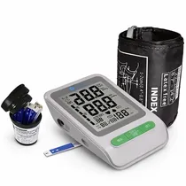 Aparelho de Pressão e  Medidor de Glicose Digital para Braço More Fitness MF-600 Tela LCD - Branco/Cinza