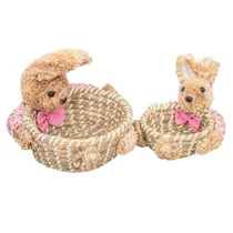 Kit 2 Cestas de Páscoa com Coelhinho - Laço Rosa