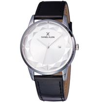 Relogio Analogico Daniel Klein Premium DK11828-1 Masculino, Couro - Preto e Prata