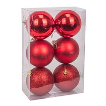 Bola Decorativa de Natal 6 CM com 8 PCS Vermelho