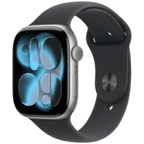 Apple Watch S11 46MM MEV04LW/ A com GPS/ Wide Angle Oled Always-On Retina Display / Pulseira Sport Band s/ M / Aluminium Case - Space Gray/ Black