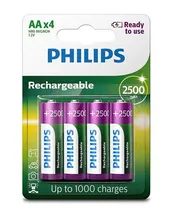 Pilha Philips Recarregável AA 2500-Mah - 4 Unidades (R6B4RTU25/97)
