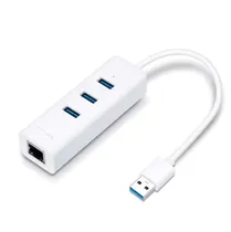 Adaptador Hub TP-Link UE330 USB 3.0 3 Portas /Ethernet Gigabit - Branco