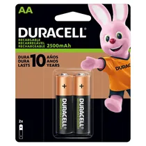 Pilha Recarregável Duracell AA 2.500 Mah - 2 Unidades