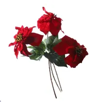 Flor Natalina Vermelha 4,5 CM 3 Pçs
