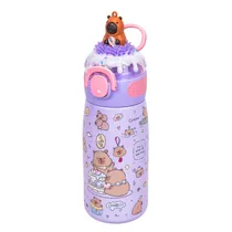 Garrafa Térmica Infantil de Capivara 470ML Lila