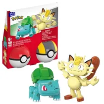 Pokemon Bulbasaur & Meowth Mega Mattel - JCR82 (60 Pçs)