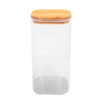 Pote de Vidrio Tampa de Bambu 10X20CM