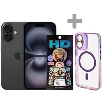Apple iPhone 16 A3287 Nano + Esim 128GB/8GB Ram de 6.1" 48+12MP/12MP + Pelicula HD + Capa Transparente/Roxo
