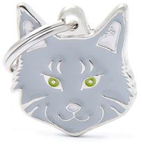 Medalha de Identificacao Myfamily Friends Gato Maine Coon Malhado Prateado MF39