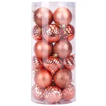 Bola de Natal Rosa Em Diferentes Tons e Texturas 6CM 24 Peças.