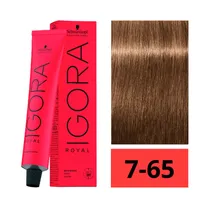Crema de Coloración Schwarzkopf Igora Royal 7-65 Rubio Medio Marrón Dorado 60GR