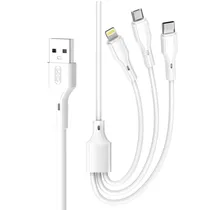 Cabo 3 Em 1/USB-A Xo NB230 3A/1M - Branco
