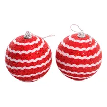 Bola de Natal Vermelho/Branco com Design Espiral 2UN 10CM