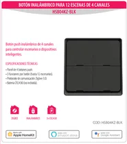 Zigbee Zemismart Botao s/fio 4 Teclas HSB04KZ-BLK