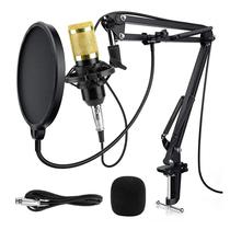 Kit Microfone Vedo BM800USB Profissional Vocal + Suporte Articulado + Pop Filter - Preto/Dourado