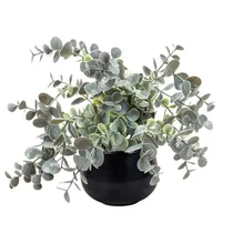 Planta Artificial de Eucalipto Pendente Em Vaso Preto – Folhagem Verde-Acinzentada Decorativa