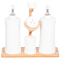 Condimentero de Cerâmica Conjunto com 4 Peças + Suporte