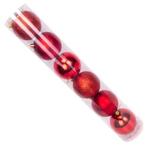 Bola Natal com 6 Peças de 8 CM Vermelho