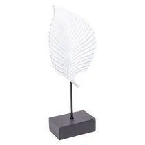 Estatua Decorativa Em Formato de Folha 41 CM Branco