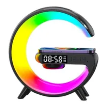 Mini Luminária de Mesa G LED Smart Light Sound Machine G63 com Speaker / Luminária Multifuncional LED / RGB / Carregador Sem Fio / Bluetooth / Alto-Falante / Lâmpada de Mesa - Preto