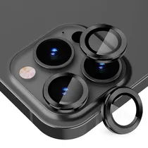 Pelicula Protetora de Vidro para Camera 4LIFE para iPhone 14 Pro / 14 Pro Max / Anéis de Metal / Anti-Riscos - Um Conjunto (3 Peças) - Preto
