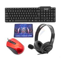 Teclado Kit Gamer 4 Em 1 Karler Bass K30 com , Mouse, Headset e Mousepad - Preto