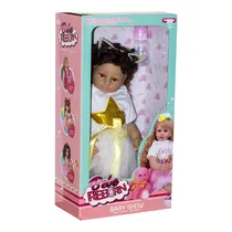 Boneca Bebe Reborn Menina AD2202-17 de Silicone com Acessórios Varios