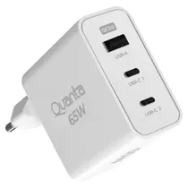 Carregador Tomada Quanta QTCRP65 USB / USB-C / 65W - Branco Carregador Tomada Quanta QTCRP65 USB / USB-C / 65W - Branco
