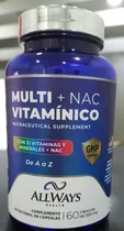 All Ways Medical Vitamina Multi+Nac Vitamínico 60 Cápsulas 550 MG Plastico Azul