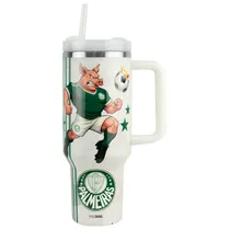Copo Térmico Weedoo Palmeiras - 1.2L - com Canudo - Verde e Branco  Copo Térmic...