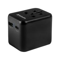 Adaptador Tomada Universal Verbatim UTA-02 / USB-C / USB QC 3.0 / 20W - Preto