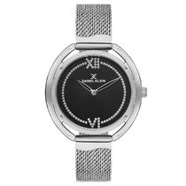 Relogio Analogico Feminino Daniel Klein DK.1.12695-6 Premium Ladies / Pulseira de Malha Metalica - Prata/Preto