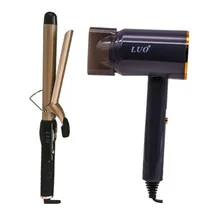 Kit Secador de e Modelador de Cabelo Luo LU-4655 / 220V ~ 50/60HZ - Preto/Dourado