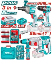 Kit de Ferramentas Sem Fio Total TOSLI250591 20V (3 Peças)