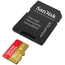 Cartão de Memória Sandisk Extreme SDSQXAV-512G-GN6MA - 512GB - Micro SD com Adaptador - 190MB/s