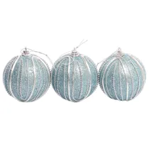 Bola de Natal Celeste Prateada 8CM 3 Peças.