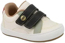 Sapato Infantil Klin Algodão Doce 448 - Off White/Preto/Verde